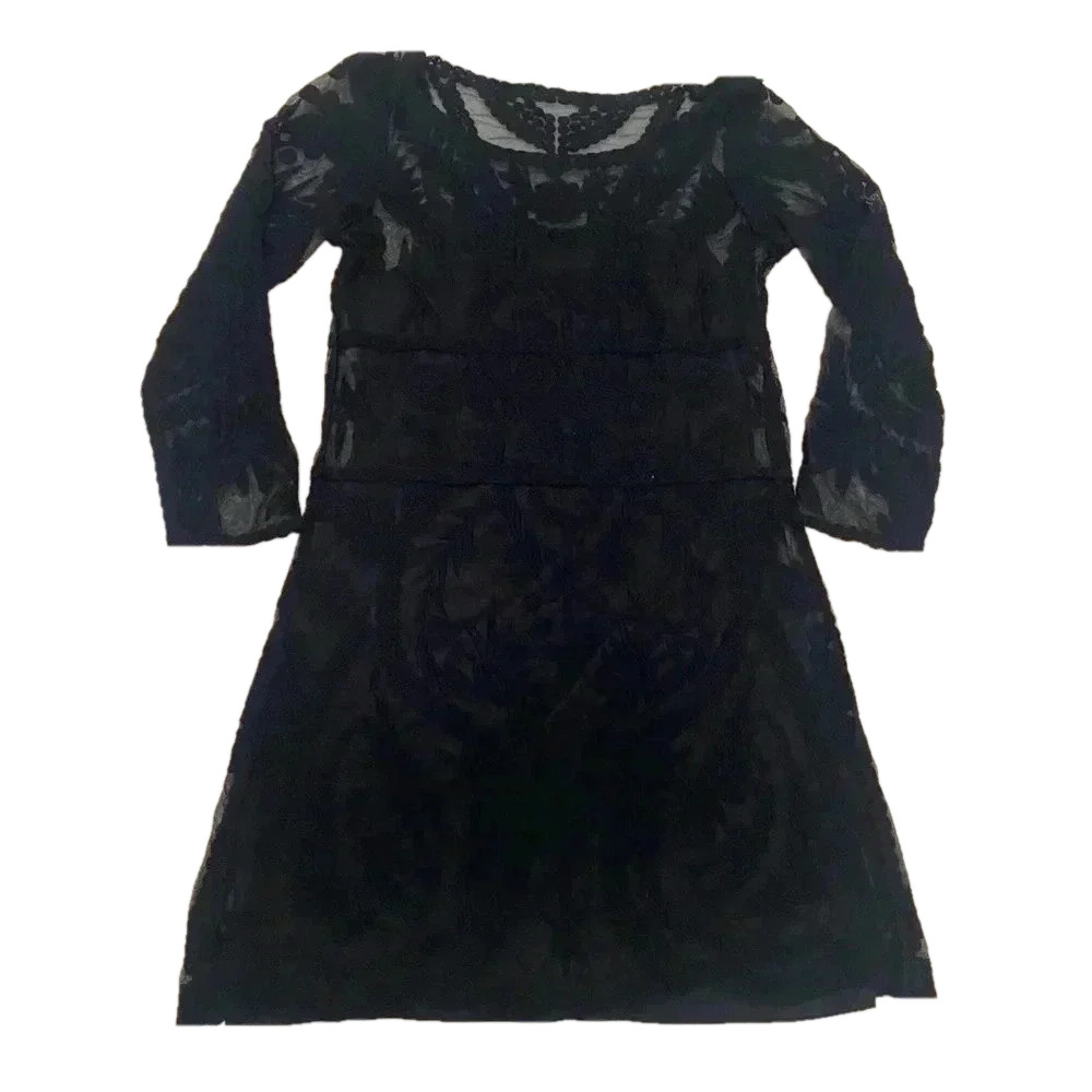 🎈Point Zero Laced Long-sleeve casual whitchy black fringe  party dress size S